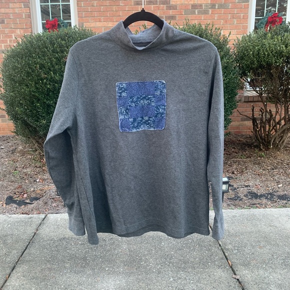 Handmade Upcycled Quilted Patchwork Sweater - Blue and Grey - Picture 5 of 5